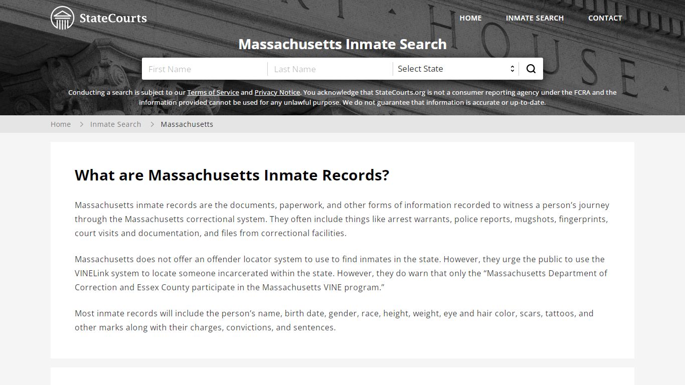 Massachusetts Inmate Search, Prison and Jail Information ...